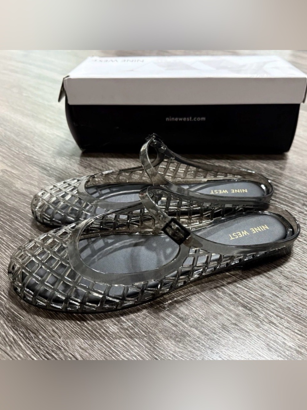 Nine West Smoky black / gray Jelly Mary Jane Mule size 9 NIB - Picture 8 of 8